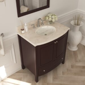 Laviva Estella 32" Brown Bathroom Vanity with Jerusalem Gold Marble Countertop