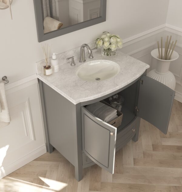 Laviva Estella 32" Grey Bathroom Vanity with White Carrara Marble Countertop