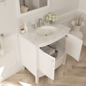 Laviva Estella 32" White Bathroom Vanity with White Carrara Marble Countertop