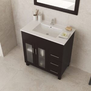 Laviva Nova 32" Brown Bathroom Vanity with White Ceramic Basin Countertop