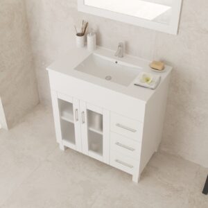 Laviva Nova 32" White Bathroom Vanity with White Ceramic Basin Countertop