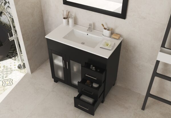 Laviva Nova 36" Espresso Bathroom Vanity with White Ceramic Basin Countertop