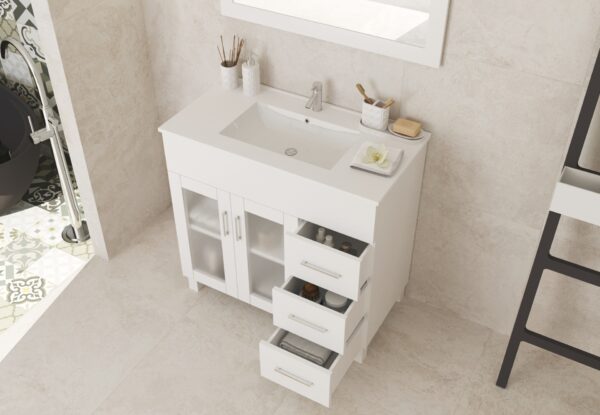 Laviva Nova 36" White Bathroom Vanity with White Ceramic Basin Countertop