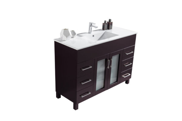 Laviva Nova 48" Brown Bathroom Vanity with White Ceramic Basin Countertop