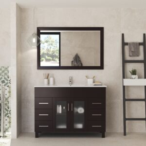 Laviva Nova 48" Brown Bathroom Vanity with White Ceramic Basin Countertop