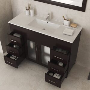 Laviva Nova 48" Brown Bathroom Vanity with White Ceramic Basin Countertop