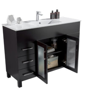 Laviva Nova 48" Espresso Bathroom Vanity with White Ceramic Basin Countertop