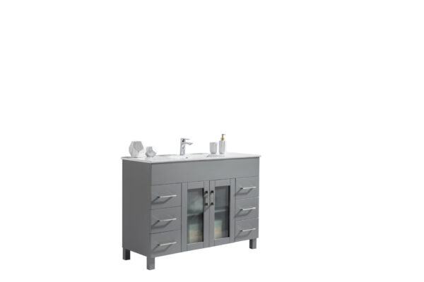 Laviva Nova 48" Grey Bathroom Vanity with White Ceramic Basin Countertop