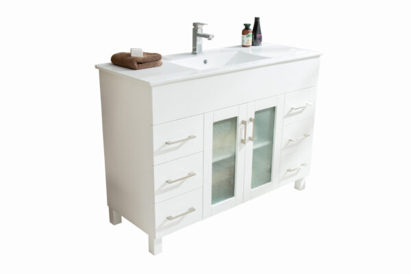 Laviva Nova 48" White Bathroom Vanity with White Ceramic Basin Countertop