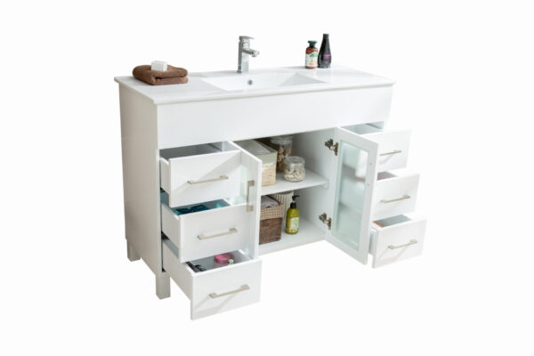 Laviva Nova 48" White Bathroom Vanity with White Ceramic Basin Countertop