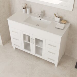 Laviva Nova 48" White Bathroom Vanity with White Ceramic Basin Countertop