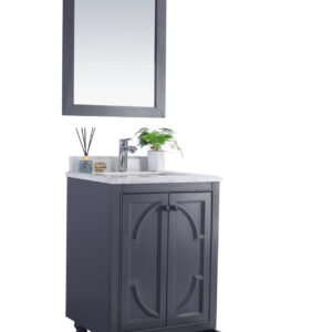 Laviva Odyssey 24" Maple Grey Bathroom Vanity with Matte White VIVA Stone Solid Surface Countertop