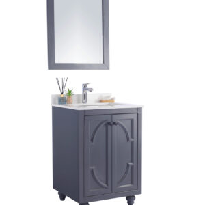 Laviva Odyssey 24" Maple Grey Bathroom Vanity with White Quartz Countertop