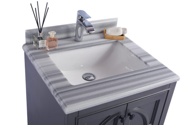 Laviva Odyssey 24" Maple Grey Bathroom Vanity with White Stripes Marble Countertop