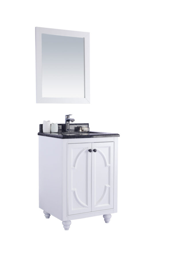 Laviva Odyssey 24" White Bathroom Vanity with Black Wood Marble Countertop