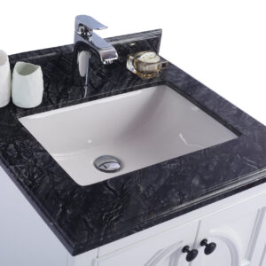 Laviva Odyssey 24" White Bathroom Vanity with Black Wood Marble Countertop