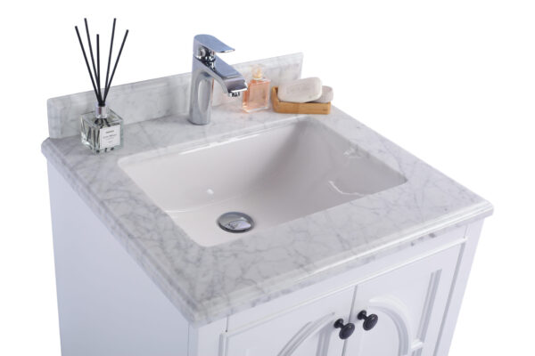 Laviva Odyssey 24" White Bathroom Vanity with White Carrara Marble Countertop