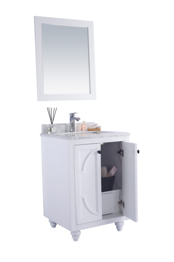 Laviva Odyssey 24" White Bathroom Vanity with White Carrara Marble Countertop