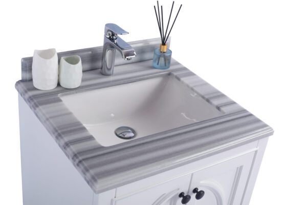 Laviva Odyssey 24" White Bathroom Vanity with White Stripes Marble Countertop