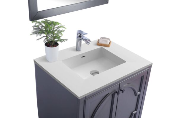 Laviva Odyssey 30" Maple Grey Bathroom Vanity with Matte White VIVA Stone Solid Surface Countertop