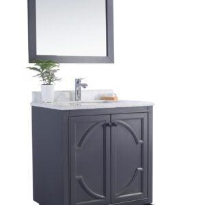 Laviva Odyssey 30" Maple Grey Bathroom Vanity with Matte White VIVA Stone Solid Surface Countertop