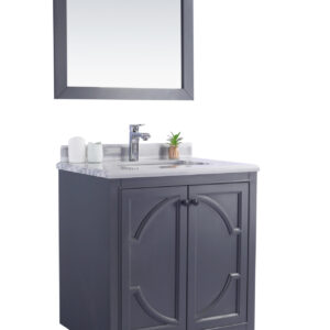 Laviva Odyssey 30" Maple Grey Bathroom Vanity with White Stripes Marble Countertop