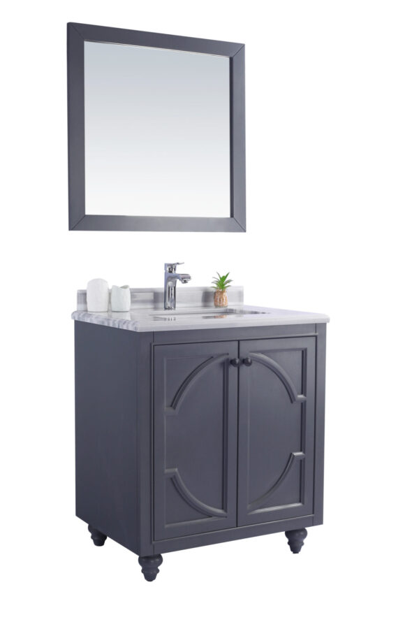 Laviva Odyssey 30" Maple Grey Bathroom Vanity with White Stripes Marble Countertop