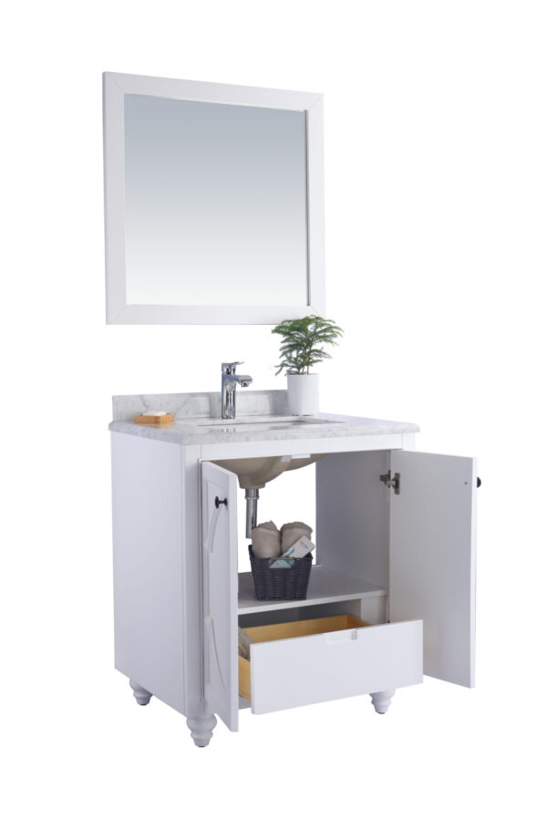 Laviva Odyssey 30" White Bathroom Vanity with Black Wood Marble Countertop