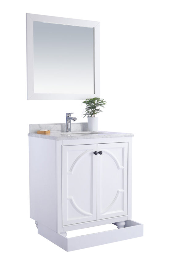 Laviva Odyssey 30" White Bathroom Vanity with Black Wood Marble Countertop