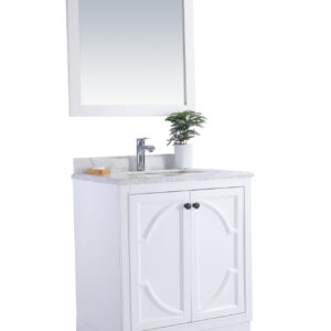 Laviva Odyssey 30" White Bathroom Vanity with Black Wood Marble Countertop