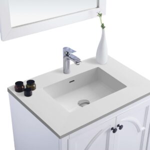 Laviva Odyssey 30" White Bathroom Vanity with Matte White VIVA Stone Solid Surface Countertop