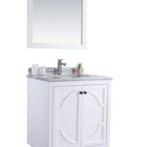 Laviva Odyssey 30" White Bathroom Vanity with White Stripes Marble Countertop