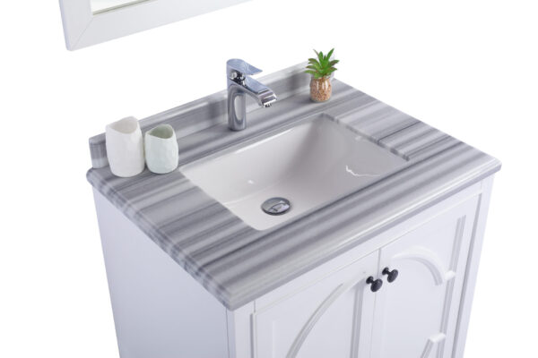 Laviva Odyssey 30" White Bathroom Vanity with White Stripes Marble Countertop