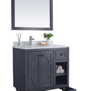 Laviva Odyssey 36" Maple Grey Bathroom Vanity with Matte White VIVA Stone Solid Surface Countertop