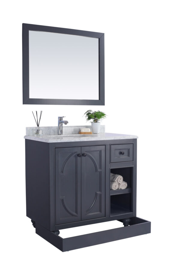 Laviva Odyssey 36" Maple Grey Bathroom Vanity with Matte White VIVA Stone Solid Surface Countertop