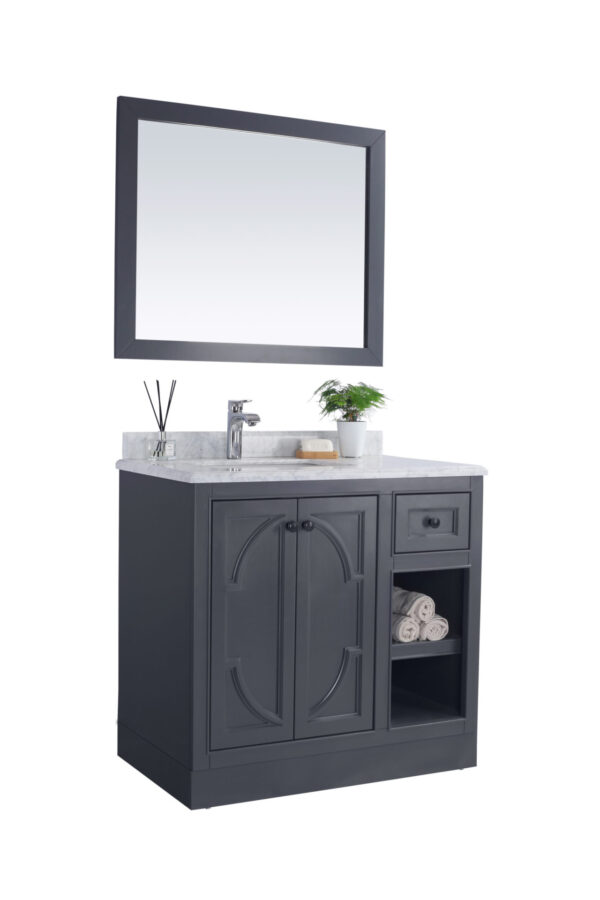 Laviva Odyssey 36" Maple Grey Bathroom Vanity with White Stripes Marble Countertop