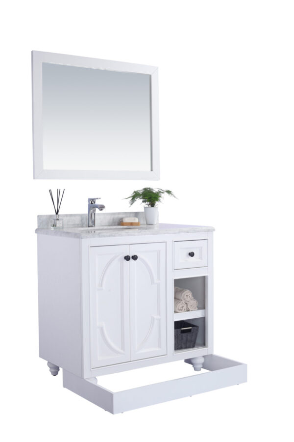 Laviva Odyssey 36" White Bathroom Vanity with Black Wood Marble Countertop