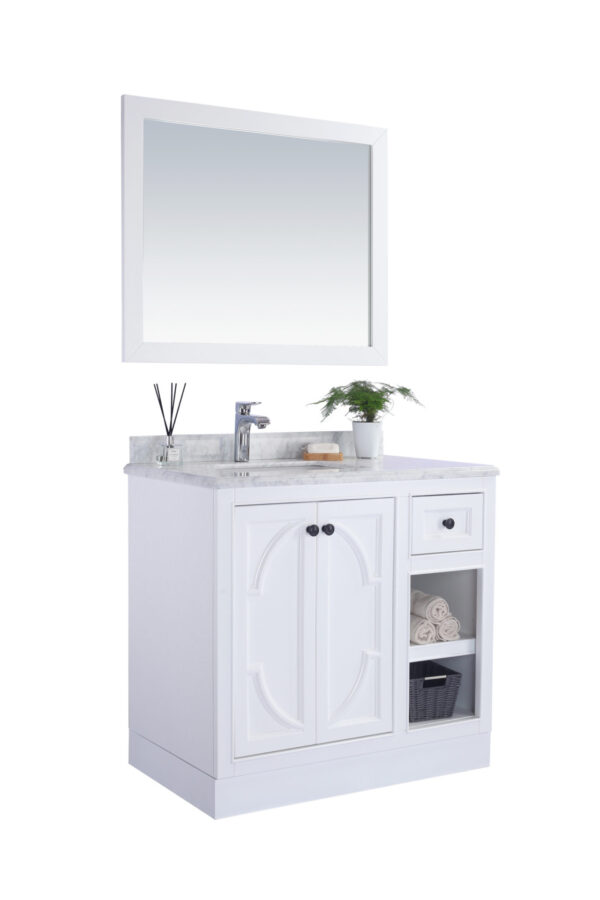 Laviva Odyssey 36" White Bathroom Vanity with Black Wood Marble Countertop