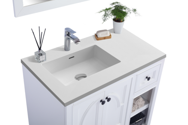 Laviva Odyssey 36" White Bathroom Vanity with Matte White VIVA Stone Solid Surface Countertop