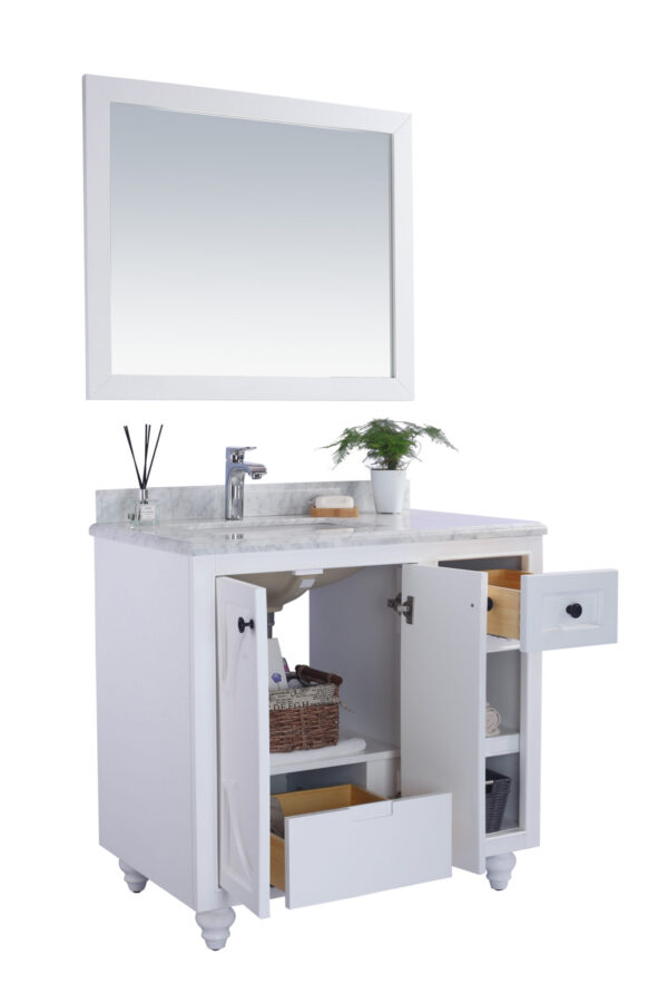 Laviva Odyssey 36" White Bathroom Vanity with Matte White VIVA Stone Solid Surface Countertop