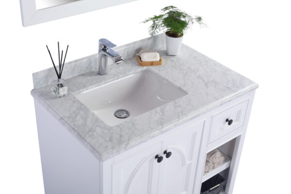 Laviva Odyssey 36" White Bathroom Vanity with White Carrara Marble Countertop