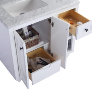 Laviva Odyssey 36" White Bathroom Vanity with White Carrara Marble Countertop