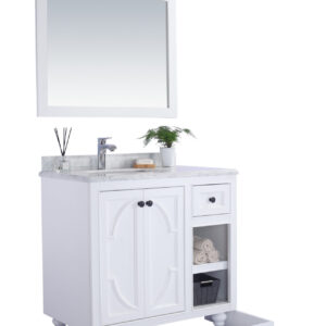 Laviva Odyssey 36" White Bathroom Vanity with White Stripes Marble Countertop