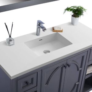 Laviva Odyssey 48" Maple Grey Bathroom Vanity with Matte White VIVA Stone Solid Surface Countertop