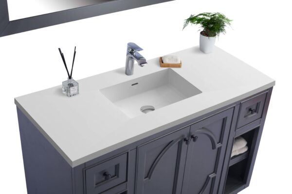 Laviva Odyssey 48" Maple Grey Bathroom Vanity with Matte White VIVA Stone Solid Surface Countertop