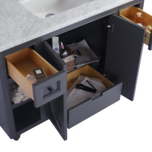 Laviva Odyssey 48" Maple Grey Bathroom Vanity with Matte White VIVA Stone Solid Surface Countertop