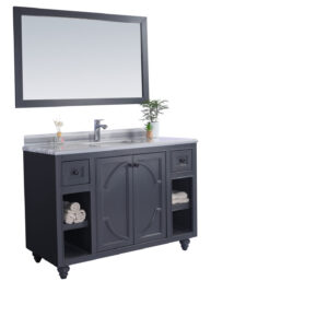 Laviva Odyssey 48" Maple Grey Bathroom Vanity with White Stripes Marble Countertop