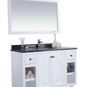 Laviva Odyssey 48" White Bathroom Vanity with Black Wood Marble Countertop