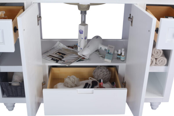 Laviva Odyssey 48" White Bathroom Vanity with Matte White VIVA Stone Solid Surface Countertop