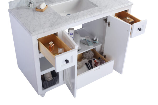 Laviva Odyssey 48" White Bathroom Vanity with White Carrara Marble Countertop